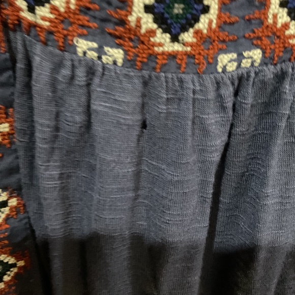 Free People Blue Aztec Embroidered Tassel Mini Dress - Picture 6 of 8